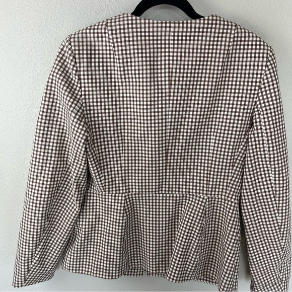 Theory Sculpture Grid Stretch Printed Zip Jacket Ivory Multi Tan Women’s 10 - Picture 11 of 15